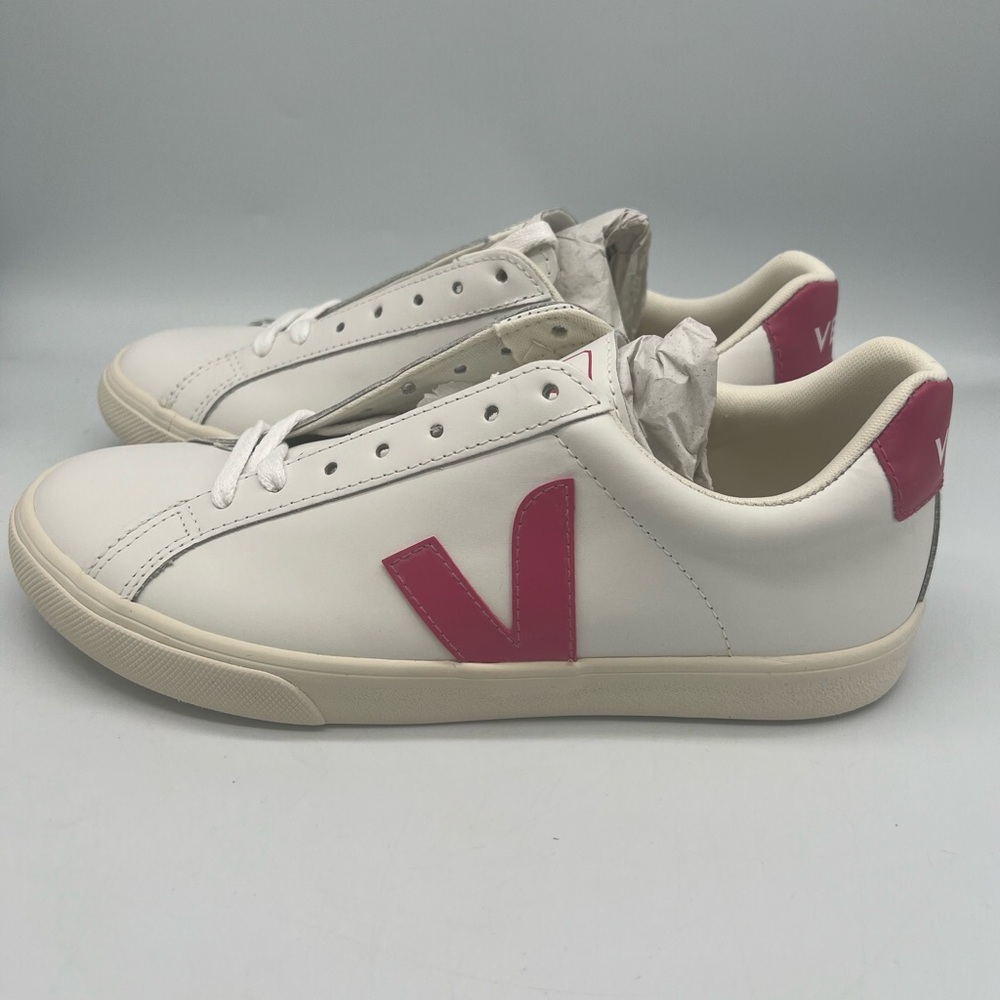 VEJA Esplar Logo Extra White Mia Pink Low Top Sneakers - Picture 2 of 13